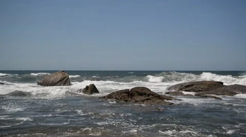 Waves on Rocky Shore. Stock Footage 48871521