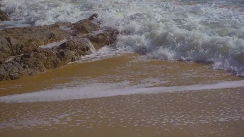 Waves on the rocky shore Stock Footage 98058406