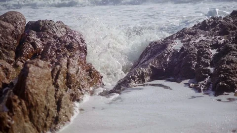 Waves on the rocky shore Stock Footage 98058411