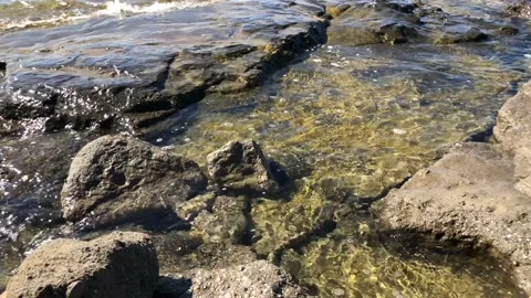 Waves on a rocky shore Stock Footage 139971653