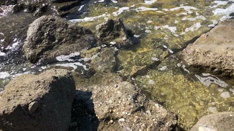 Waves on a rocky shore Stock Footage 139971863