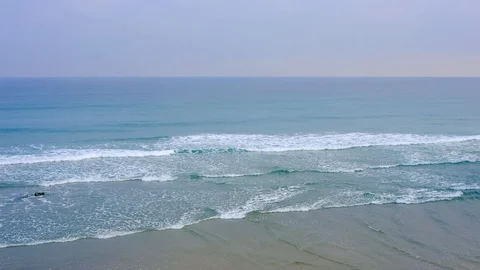 The waves on the rocky summer beach, Spain Video stock 90485985