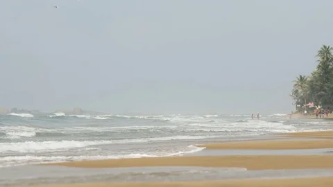 Waves Roll Continually over Beach at Hikkaduwa, Sri Lanka Vidéo 77919515