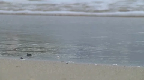 Waves roll in ground shot Stock Footage 32865129