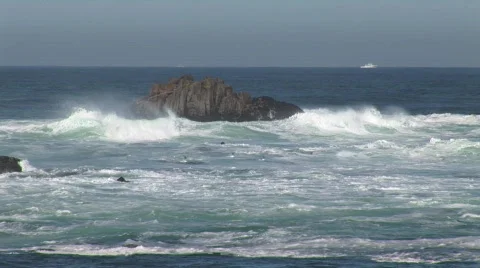 Waves roll in on Monterey bay Stock Footage 862858