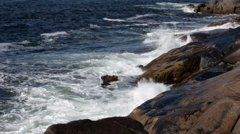 Waves Roll in at Peggy's Cove Stock Footage 63476300