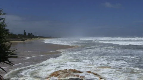 Waves roll on sandy beach after the storm Stock Footage 461078