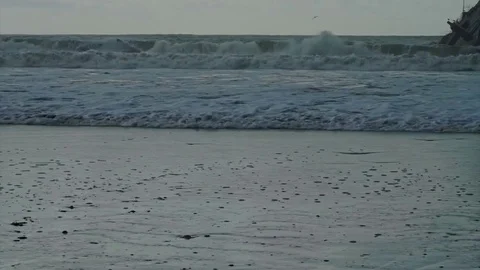 Waves rolling in on beach 動画素材 80744938