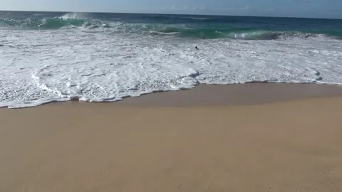 Waves Rolling In On Beautiful Private And Empty Beach In Oahu, Hawaii Stock Footage 154305543