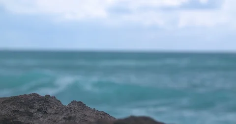 Waves Rolling in Behind Volcanic Rock in Hawaii Stock Footage 104425910