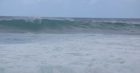Waves Rolling off the Coast Oahu in Slow Motion Stock Footage 104419051