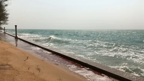 Waves rolling on the embankment Stock Footage 127875827