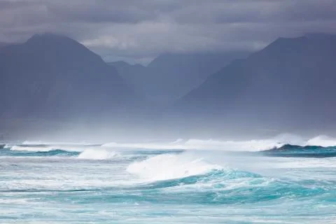 Waves rolling in at Hookipa in northern Maui, Hawaii. Stock Photos