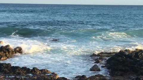 Waves rolling in off of Poipu Beach Stock Footage 144461281
