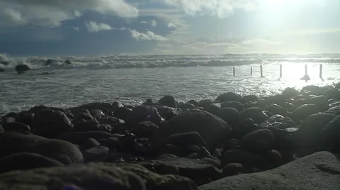 Waves Rolling Onto Rocks 2 Stock Footage 47461652
