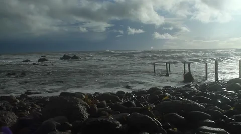 Waves Rolling Onto Rocks 3 Stock Footage 47461659