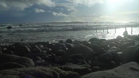 Waves Rolling Onto Rocks Stock Footage 47461629