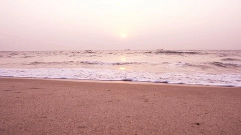 Waves Rolling Up Sand Beach Stock Footage 87327793