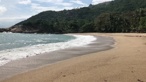 Waves rolling on a sandy beach Stock Footage 146821633