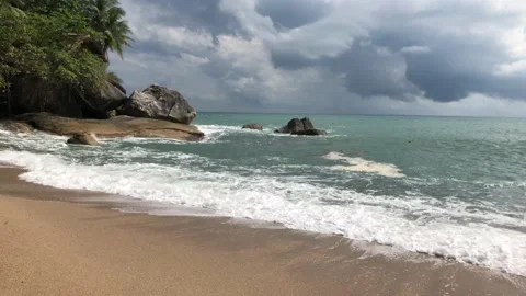 Waves rolling on a sandy beach Stock Footage 146821694