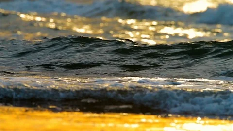 Waves rolling in at sunset. Stock Footage 88406407