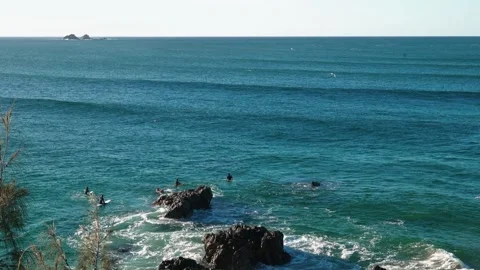 Waves Rolling Into Surfers On Point Stock Footage 286298746