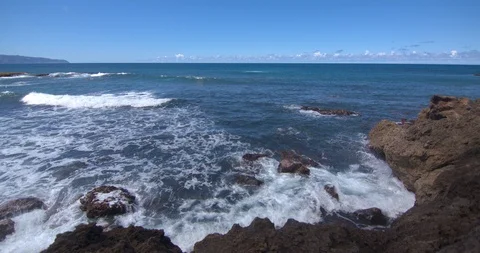 Waves Rolling at Three Tables on the North Shore of Oahu Stock Footage 104451708