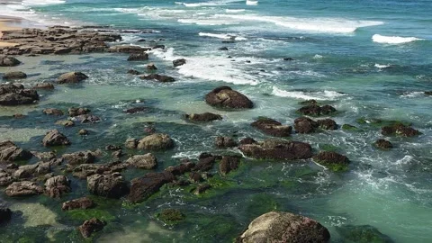 Waves Rolling Through Rocky Coastal Tide Pools Stock Footage 334903945