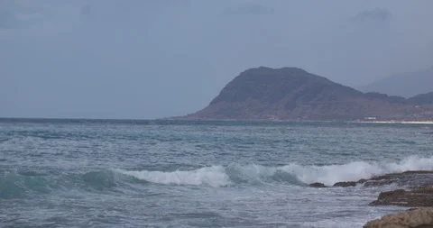 Waves Rolling in on the West Shore of Oahu near Kapolei in Slow Motion Stock Footage 104411034