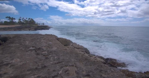 Waves Rolling in on the West Shore of Oahu near Kapolei in Slow Motion Stock Footage 104418038