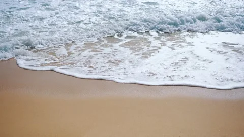 Waves Rolling up White Sandy Beach Stock Footage 156338284