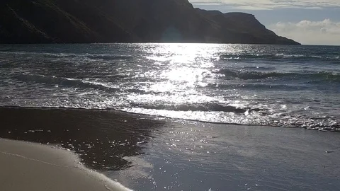 Waves running up the shore line Stock Footage 111857721