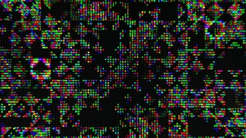Waves runs across pixels. 3d abstract looped background modern performance, lot Stock Footage 281350626