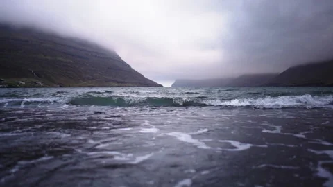 Waves Rushing To Camera In Fjord Stock-Footage 134280555