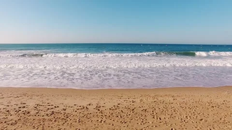 Waves on the sand beach aerial view Stock Footage 65957013