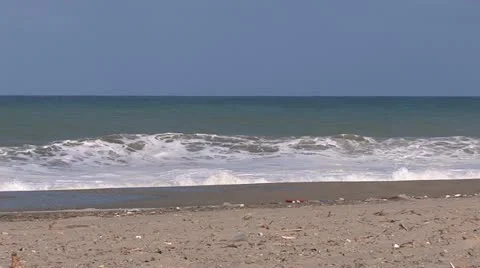 Waves at the sand beach at Baltic Sea Coast, Germany Видео 11903715