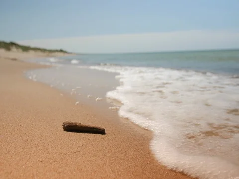 Waves on the sand beach slowmotion Stock Footage 83435774