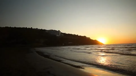 Waves on the sand shore Stock Footage 8963238