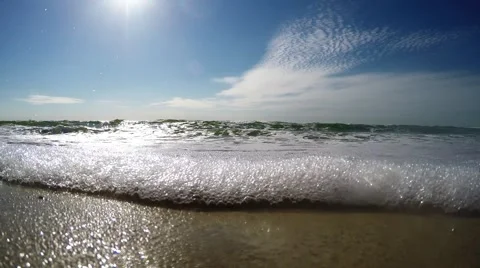 Waves on sandy beach. The beach on the shores of sea Video stock 52338932