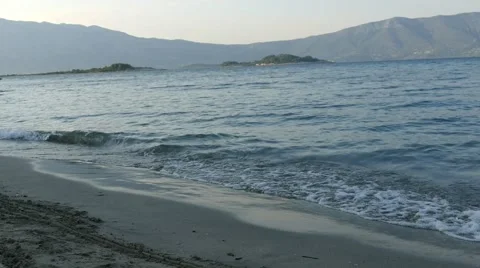 Waves on Sandy Beach Stock-Footage 54914098