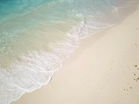 Waves, sandy beach, lagoon aerial view Stock Footage 74759473