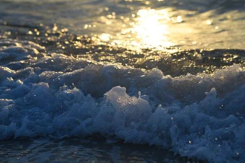 Waves at sandy beach. Ocean Wave. Scenic seascape. Waterscape for background. Stock Photos