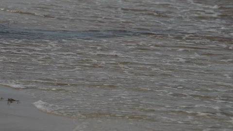 Waves at a sandy beach in summer, no color grading, slowmotion Stock Footage 286061510