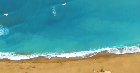 Waves on Sandy Beach Top View Stock Footage 149846580