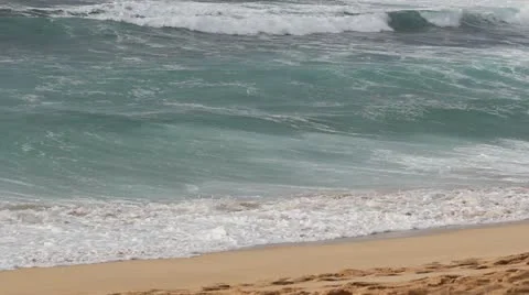 Waves on sandy tropical beach Stock Footage 14813184