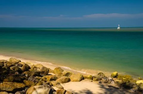 Waves, sea and sky blue Stock Photos