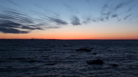 Waves on Sea and Sunset Video stock 23687439