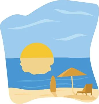 Waves of the sea and sunset Stock Illustration