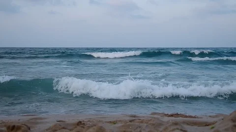 Waves at sea &amp; blue sky Stock Footage 72486788