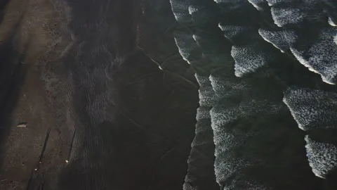 Waves at sea in canada. white waves at sea Shooting from a drone. Forest by the  Video stock 150684533